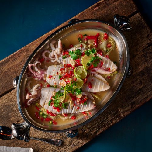Steamed Squids With Chili Lime Sauce